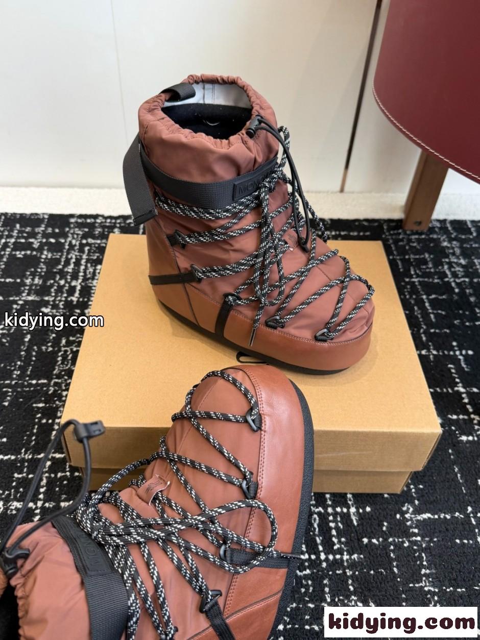 MONCLER × MOON BOOT スノーブーツ モンクレール ブーツ スーパーコピー ブラウン-1