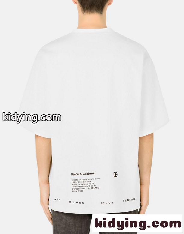 お洒落 コットンブレンド ドルチェ&ガッバーナ Tシャツ コピー メンズ プリント 半袖 白Tシャツ-3