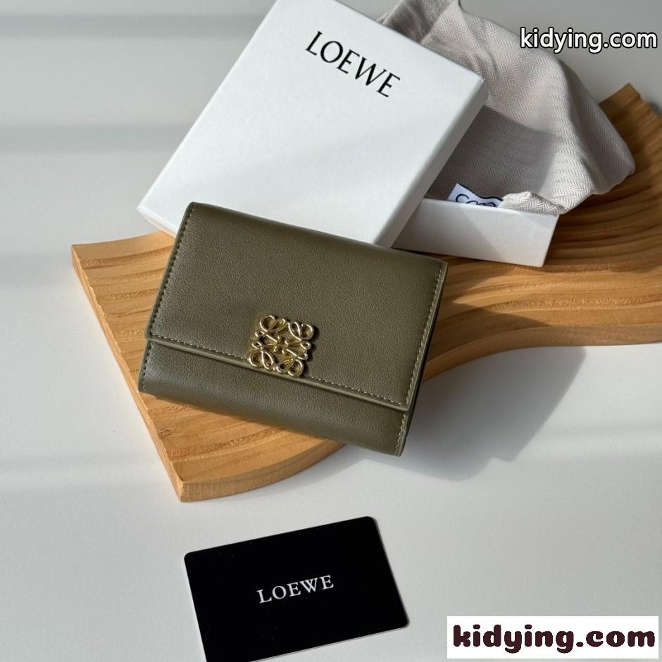 3つ折り財布 小銭入れ付き LOEWE ロエベ スーパーコピー コンパクト ウォレット グリーン-0