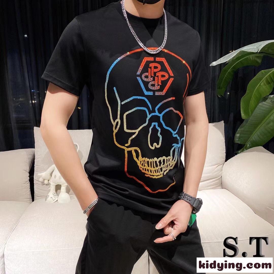 かっこいい 存在感抜群 快適 フィリッププレイン 半袖Tシャツ コピー 着心地いい クルーネック お洒落 カジュアル-2