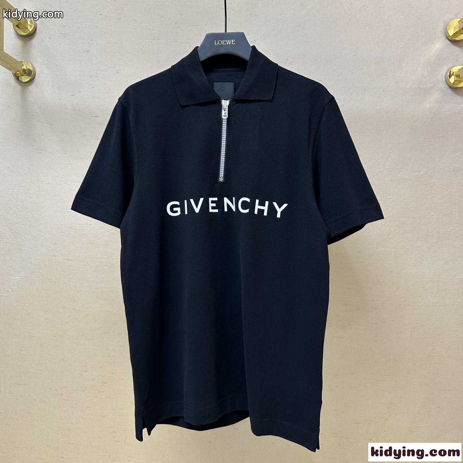 ロゴ コットンピケ ハーフジップ ポロシャツ ジバンシィ Tシャツ コピー 半袖-0