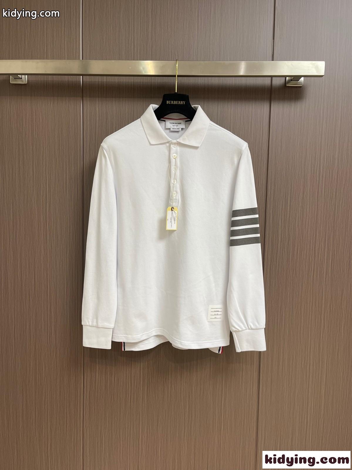 洗練された カジュアル 長袖 ポロシャツ トムブラウン Tシャツ コピー ホワイト-0