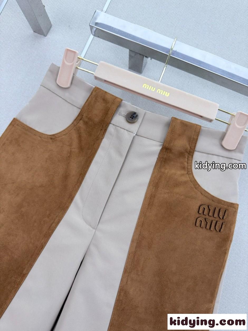 スエード切り替え ハーフパンツ ミュウミュウ パンツ コピー 合わせやすい-1