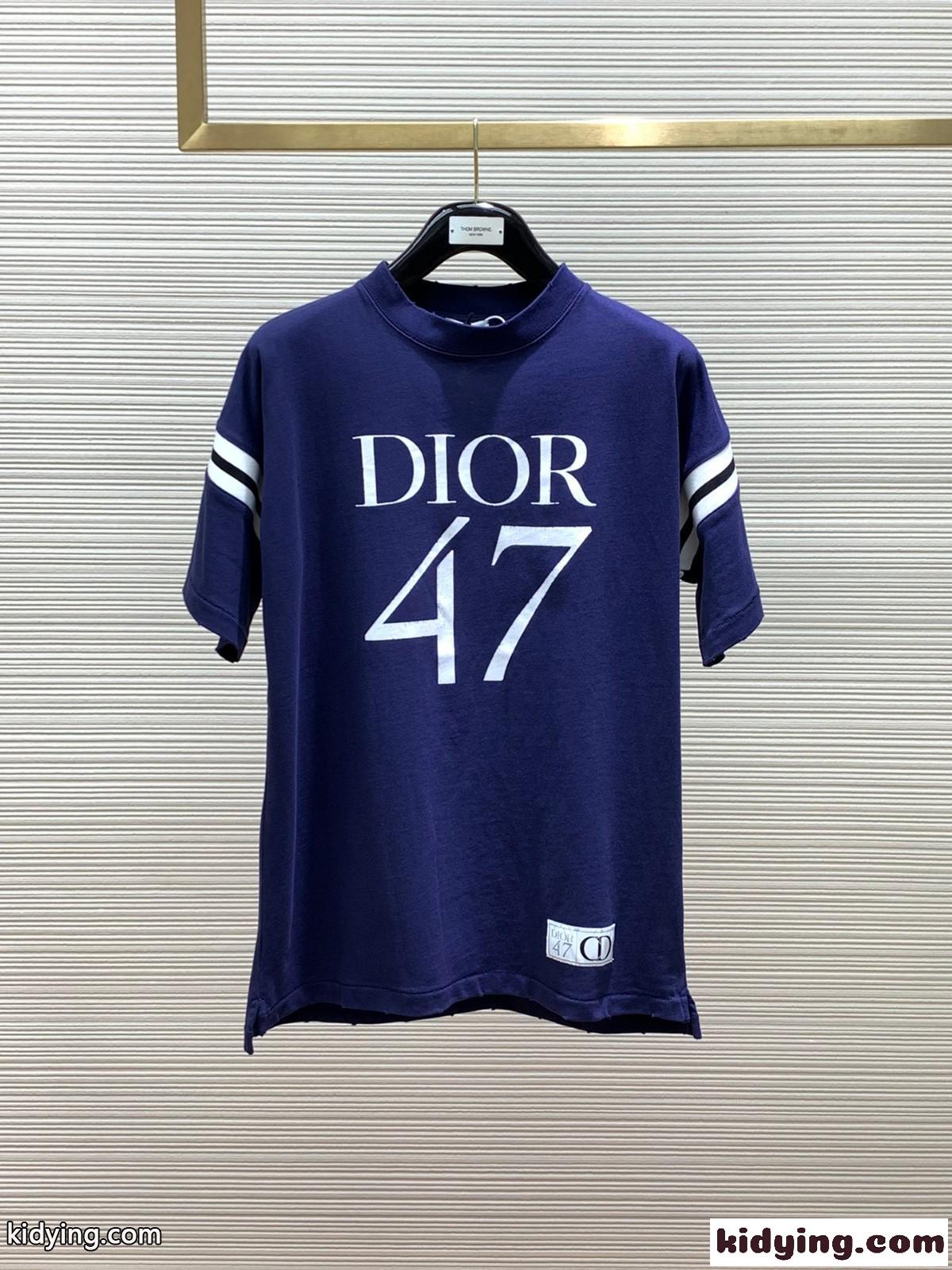 人気 カジュアル ロゴ 半袖Tシャツ クリスチャン・ディオール Tシャツ コピー ネイビー-0