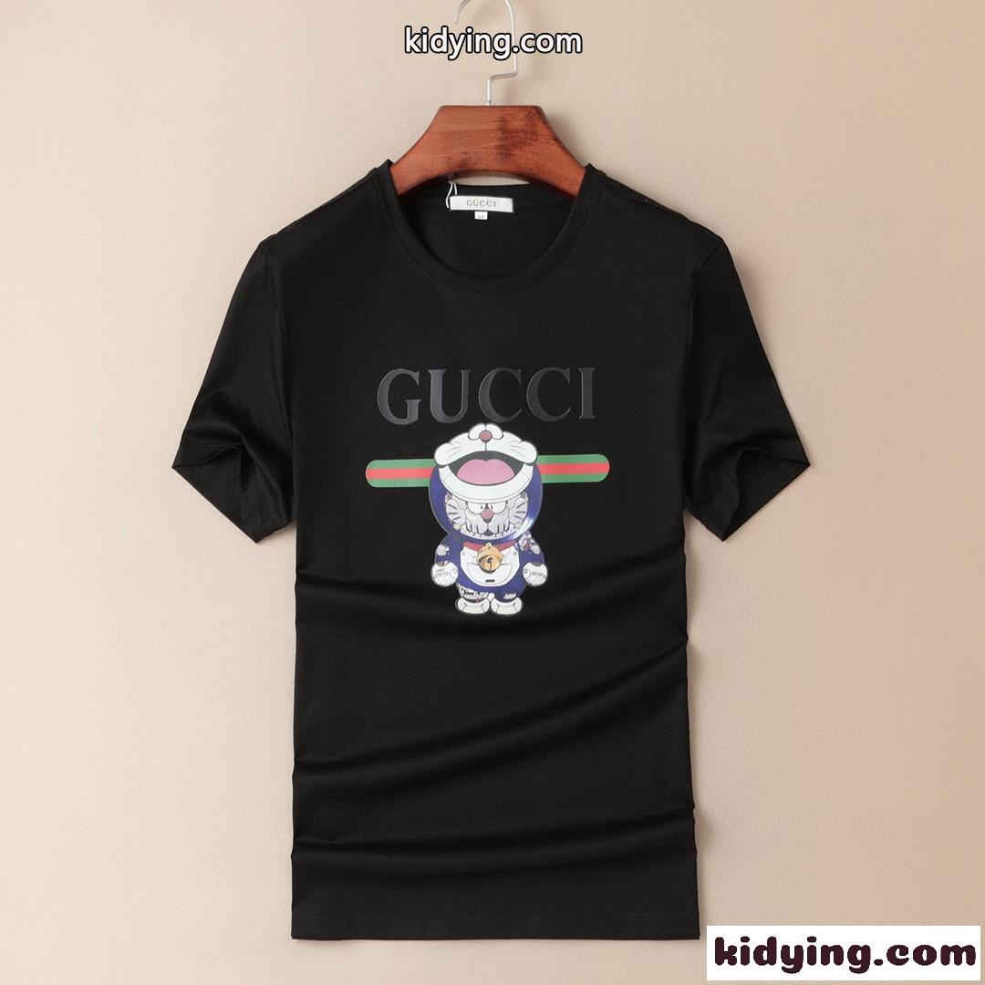 グッチ 半袖Tシャツ コピー シルケット加工 クルーネック 遊び心いっぱい 可愛いド ラえもん プリント トップス-0