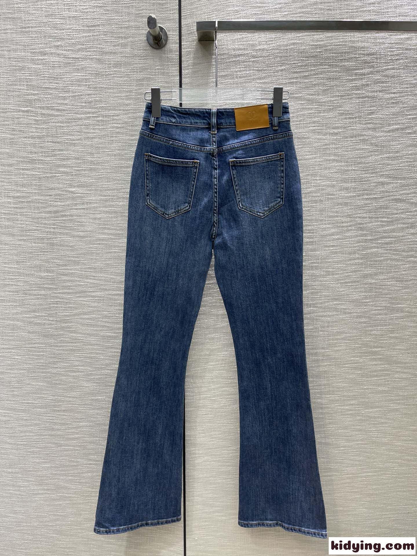 女性らしい 美シルエット フレア デニムパンツ シャネル ジーンズ コピー ハイウエスト-4