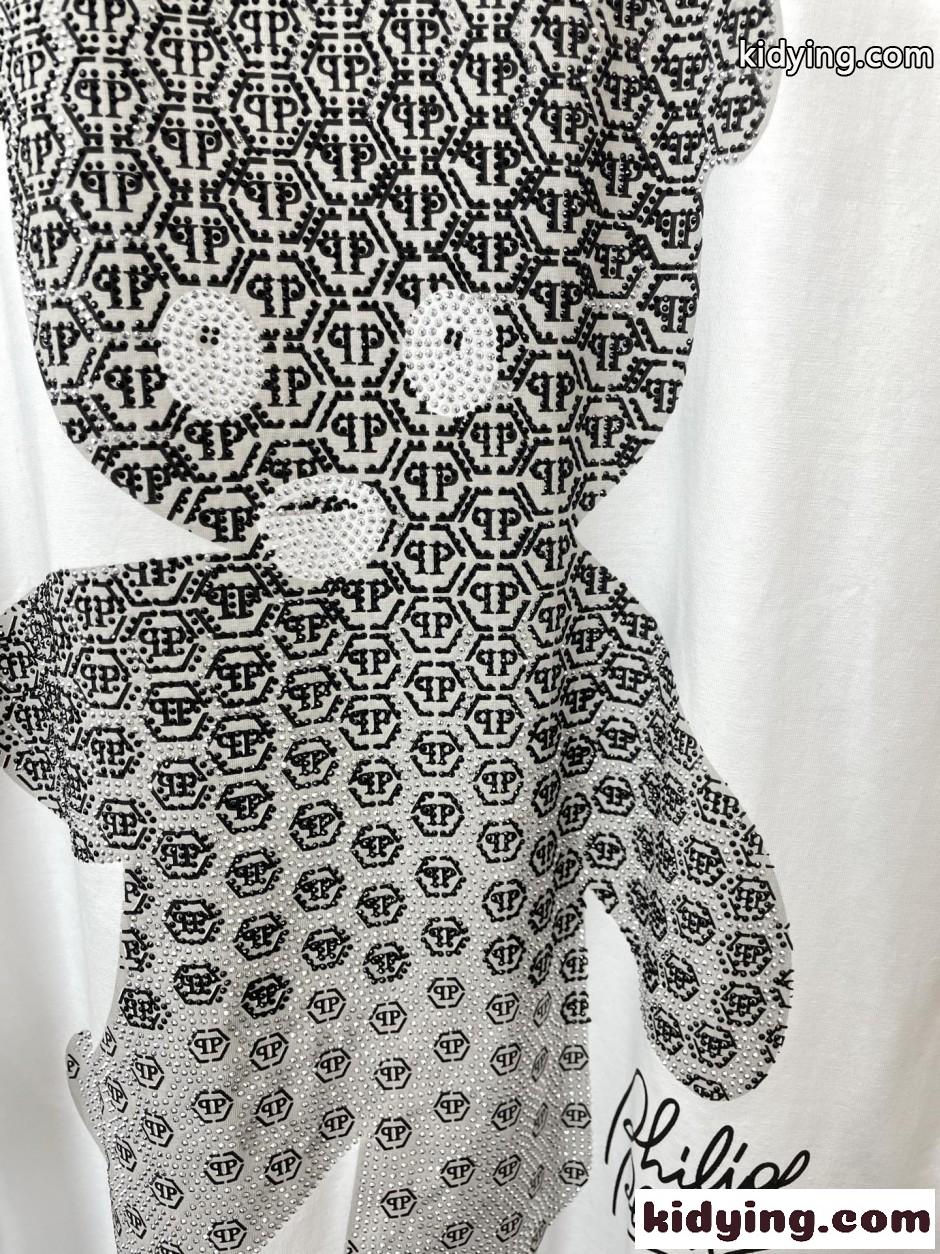 注目される ベアモチーフ 半袖Tシャツ フィリッププレイン Tシャツ 偽物 クルーネック-4