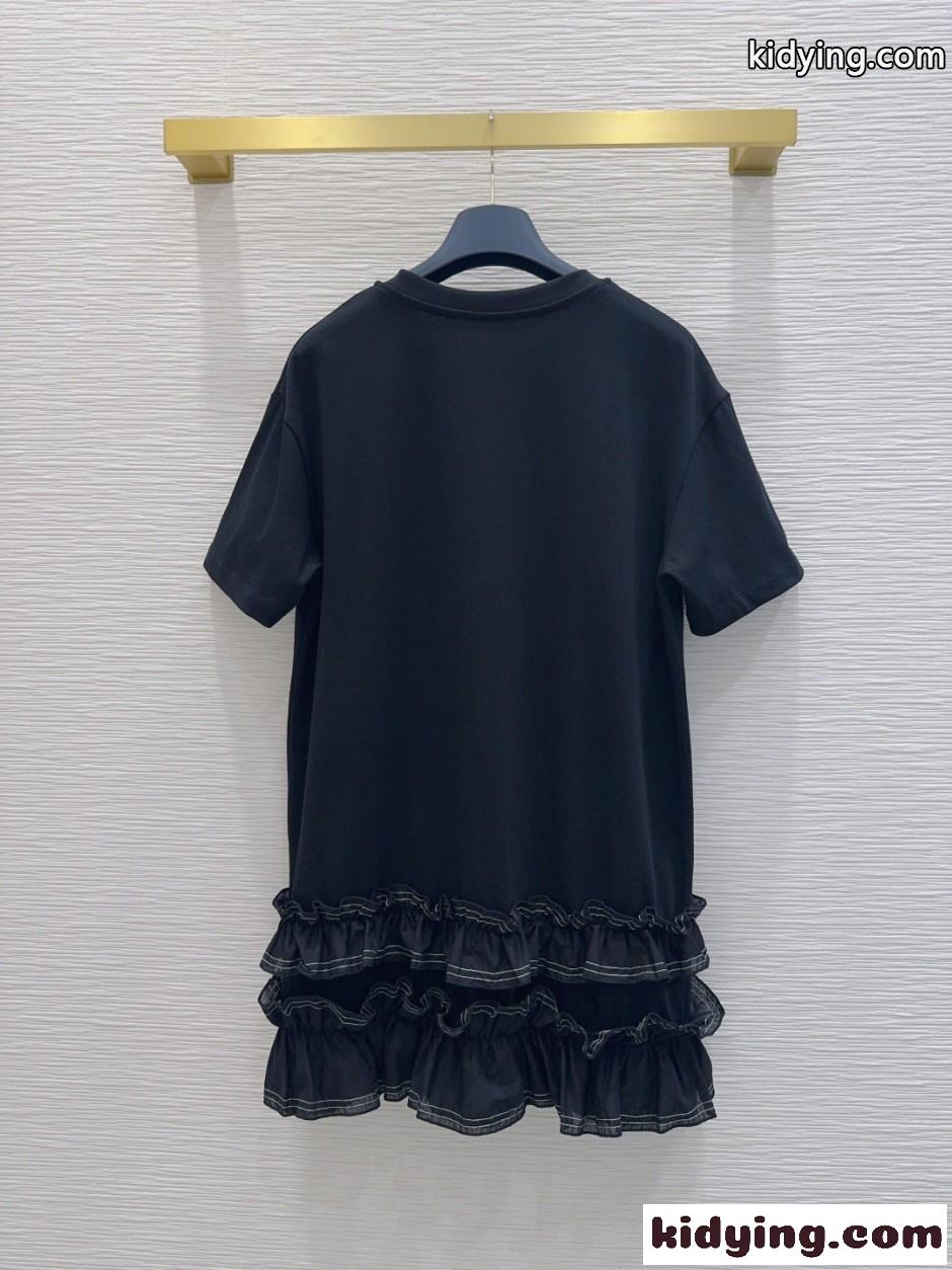 ラッフルトリム Tシャツドレス ルイ・ヴィトン ワンピース コピー ブラック-4