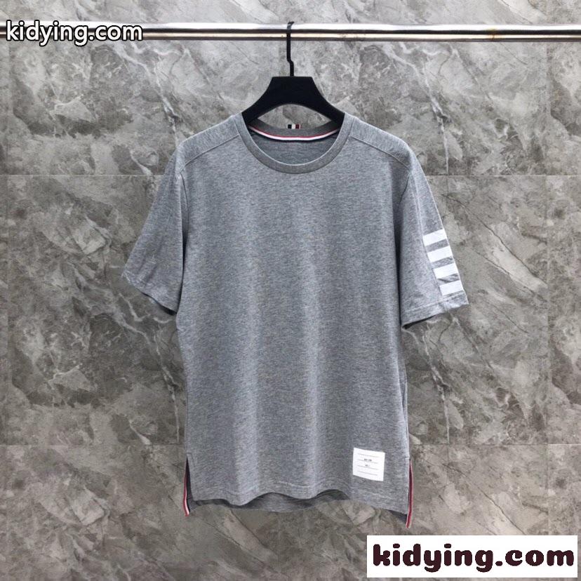 定番 合わせやすい トムブラウン 半袖Tシャツ コピー クルーネック グレー-1