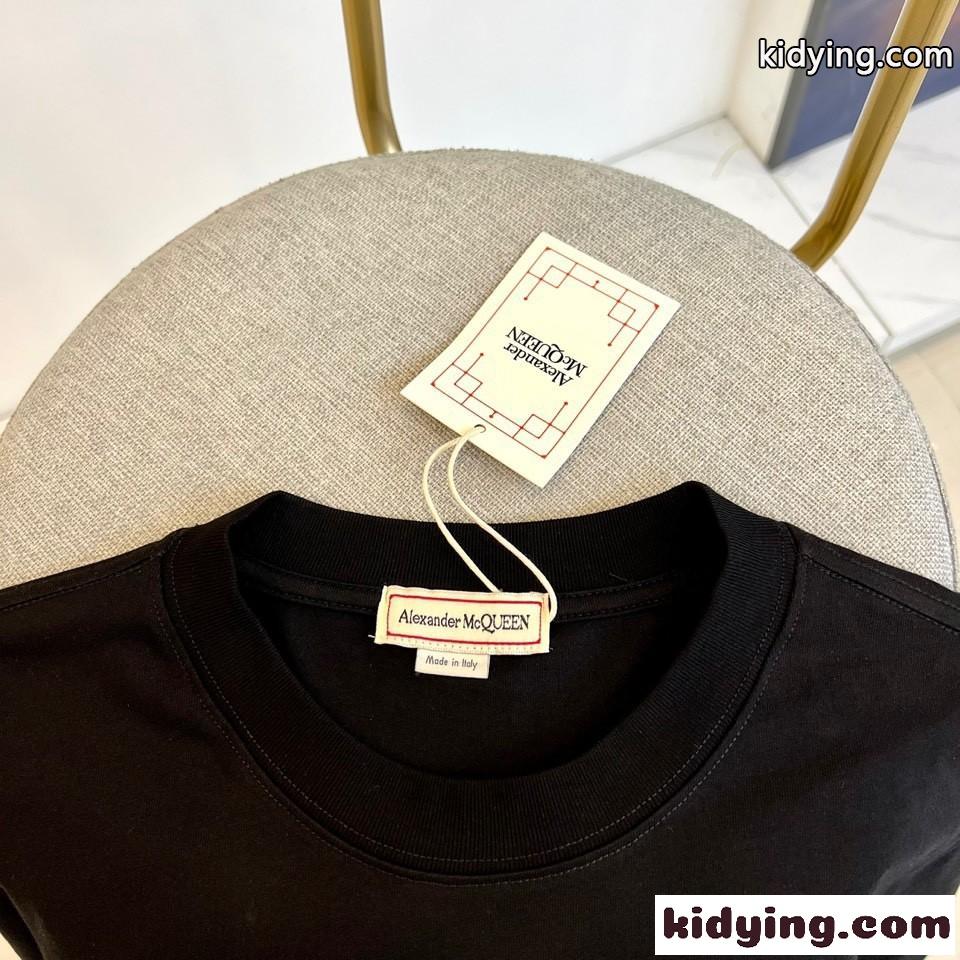 ワックス フラワー 半袖Tシャツ アレキサンダー・マックイーン Tシャツ コピー ブラック-4