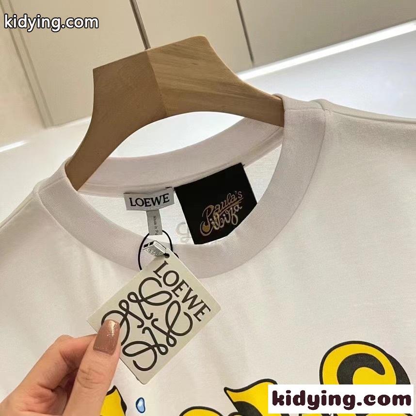 おしゃれ おすすめ プリント ゆったり 体型カバー ロエベ tシャツ コピー 着心地いい クルーネック ユニセックス-0