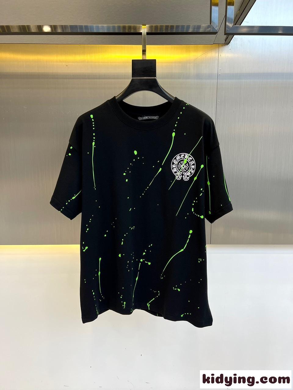 ストリート カジュアル クロムハーツ 半袖Tシャツ コピー ゆったり ブラック-1
