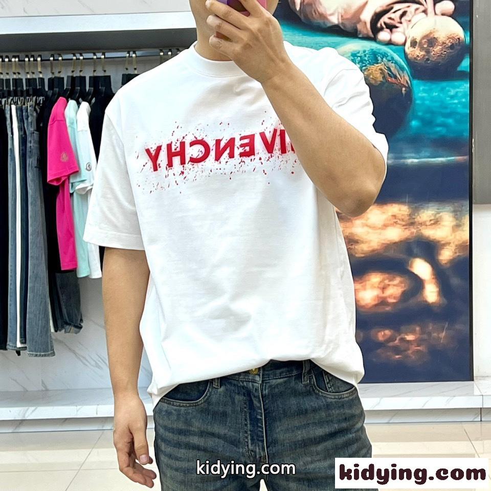 カジュアル ロゴ入り コットン 半袖Tシャツ ジバンシィ Tシャツ コピー ホワイト-1