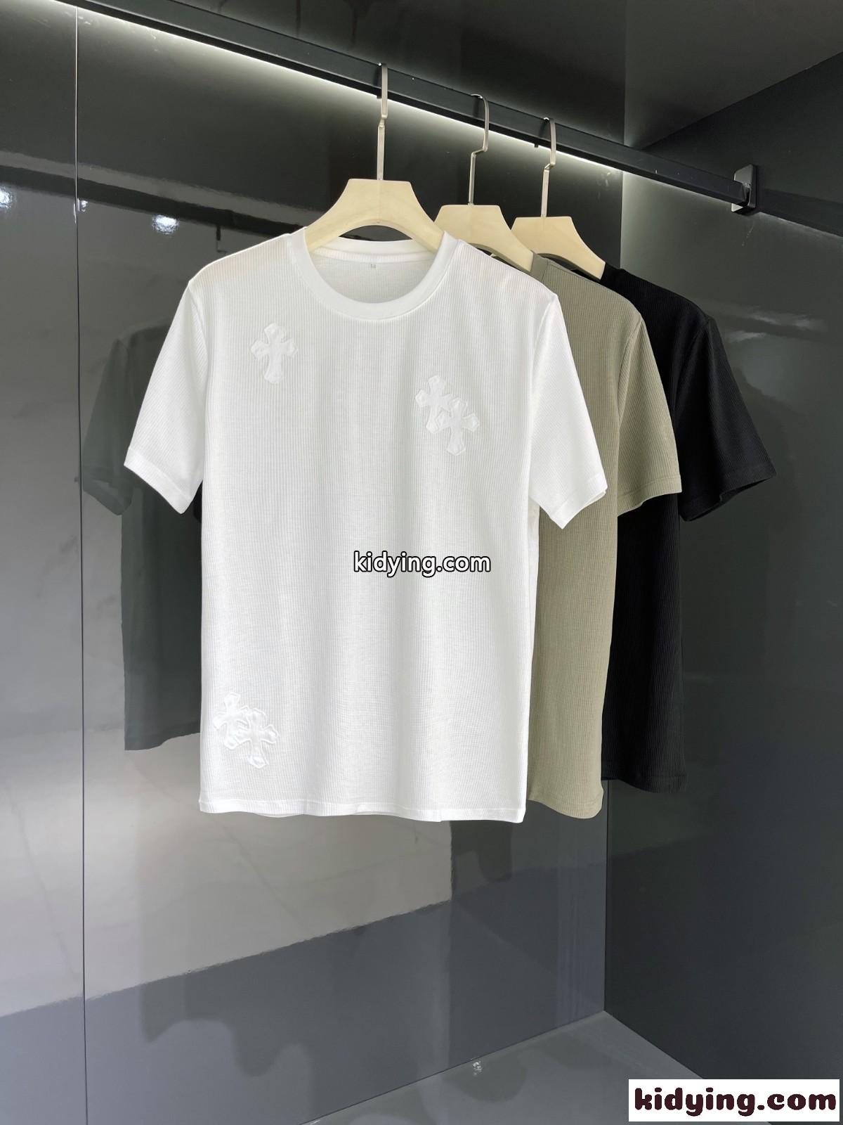 おしゃれ カジュアル 着心地抜群 クルーネック ロゴ クロムハーツ tシャツ コピー 半袖 3色あり トップス-0