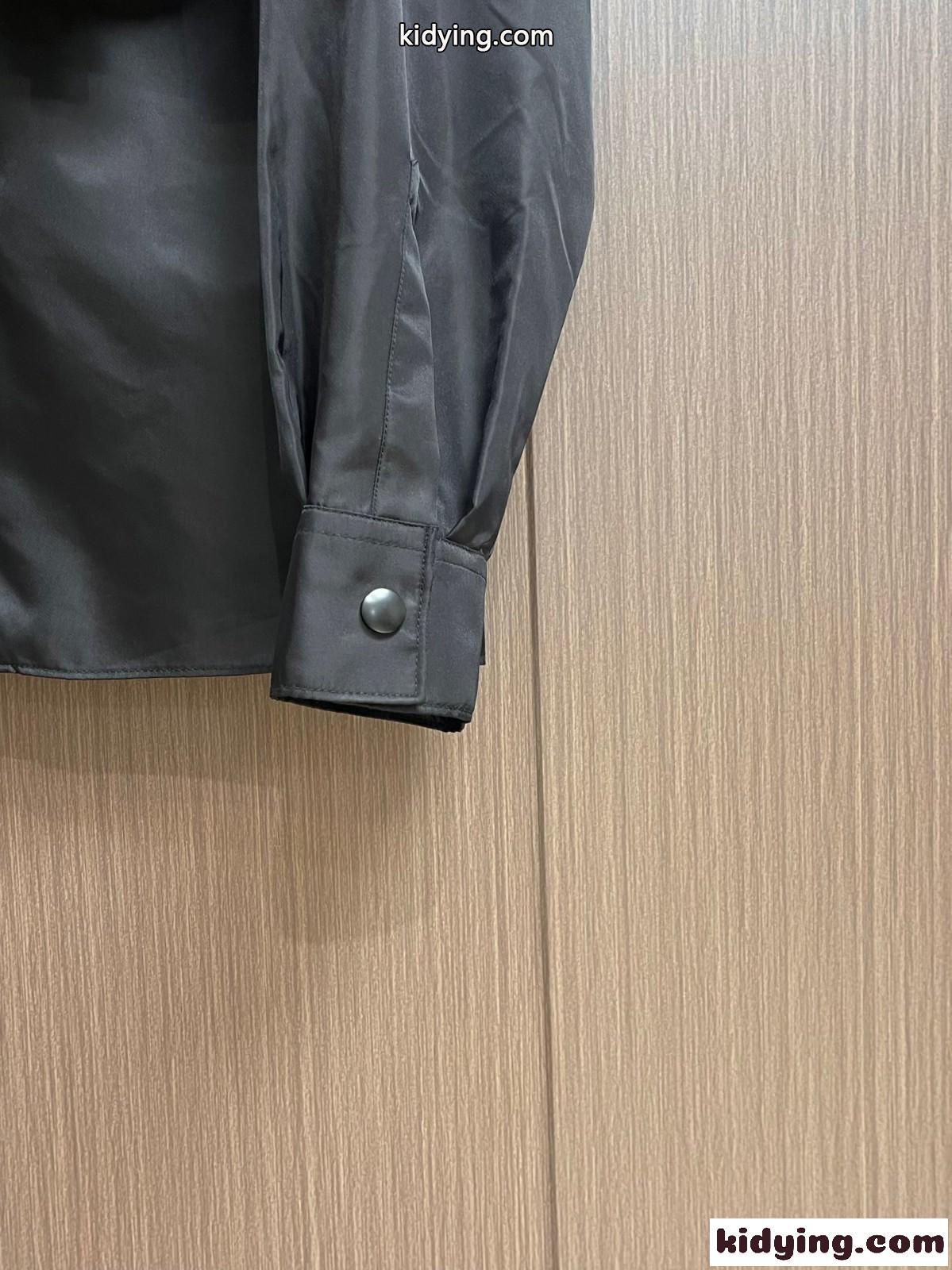 24SS カジュアル 長袖 Re-Nylon シャツ プラダ シャツ コピー ブラック-3