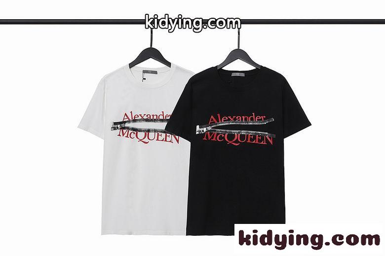 快適 カジュアル おしゃれ クルーネック アレキサンダー・マックイーン 半袖Tシャツ シンプル ロゴ コピー ホワイト ブラック-1