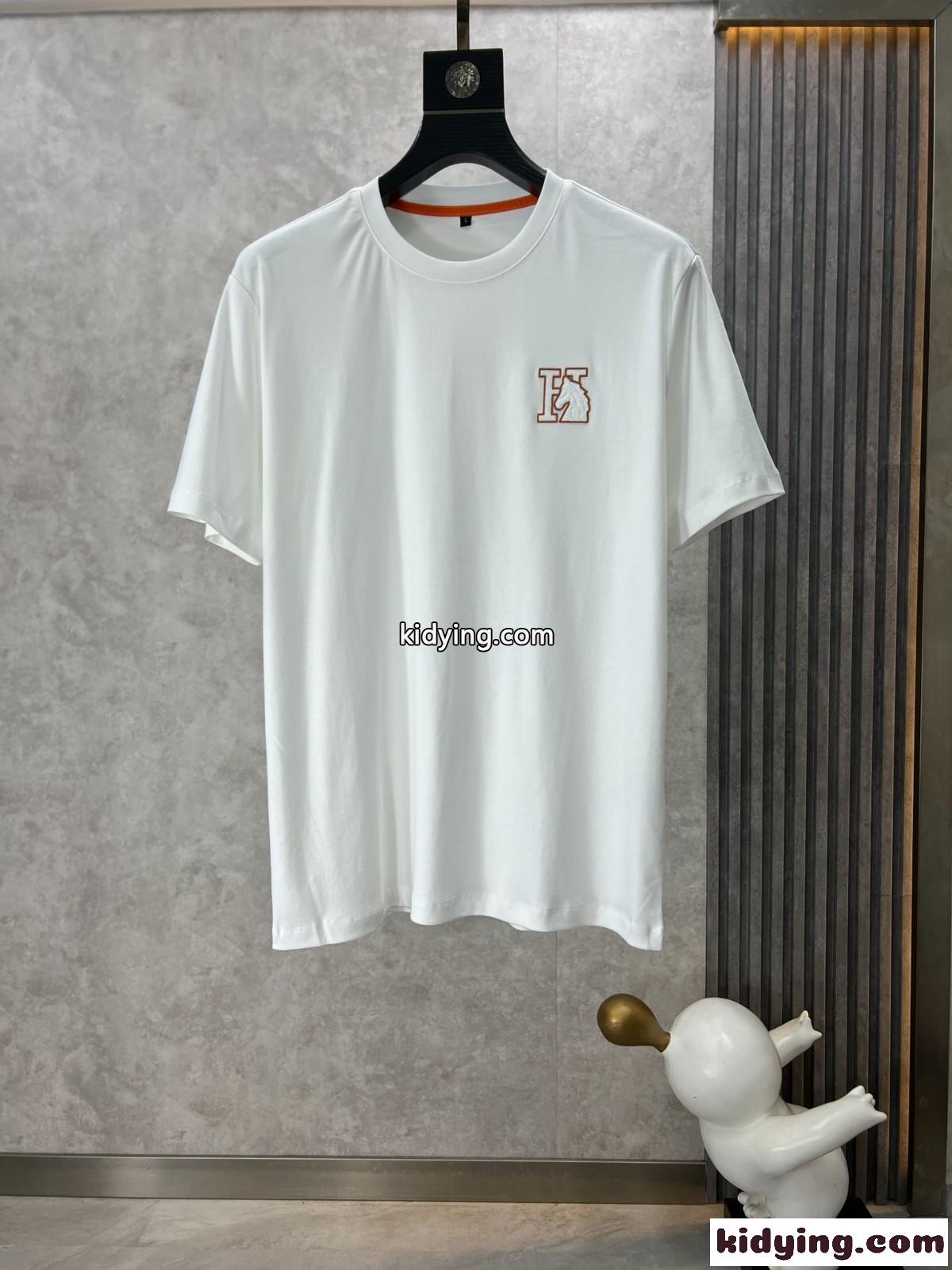 定番 カジュアル エルメス Tシャツ コピー クルーネック 半袖Tシャツ ホワイト-1