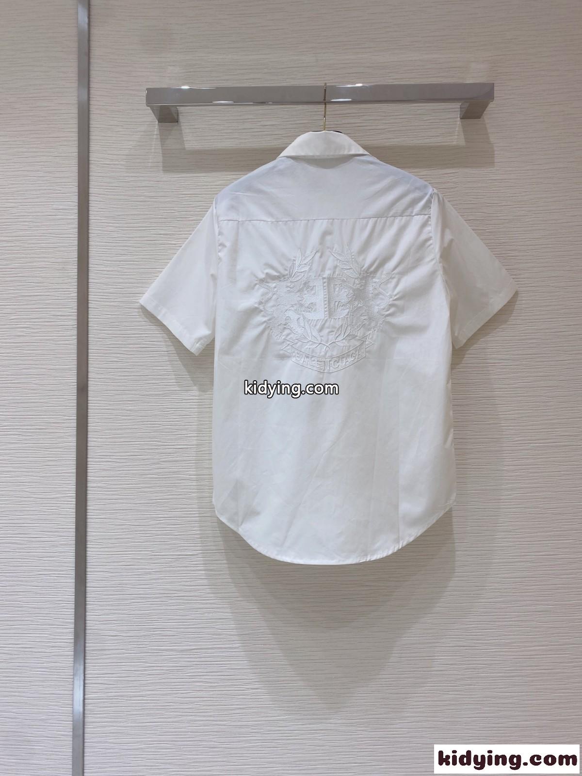 カジュアル おしゃれ 定番 人気 バレンシアガ シャツ コピー 半袖ロゴ 刺繍 ゆったり レディース ベーシック 白 ホワイト-4