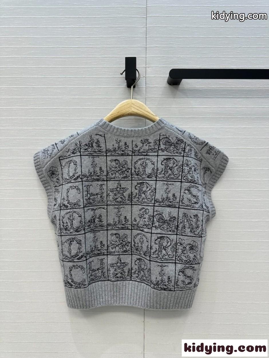 クリスチャン・ディオール ニット 偽物 Dior Alphabet カシミヤ セーターベスト-4