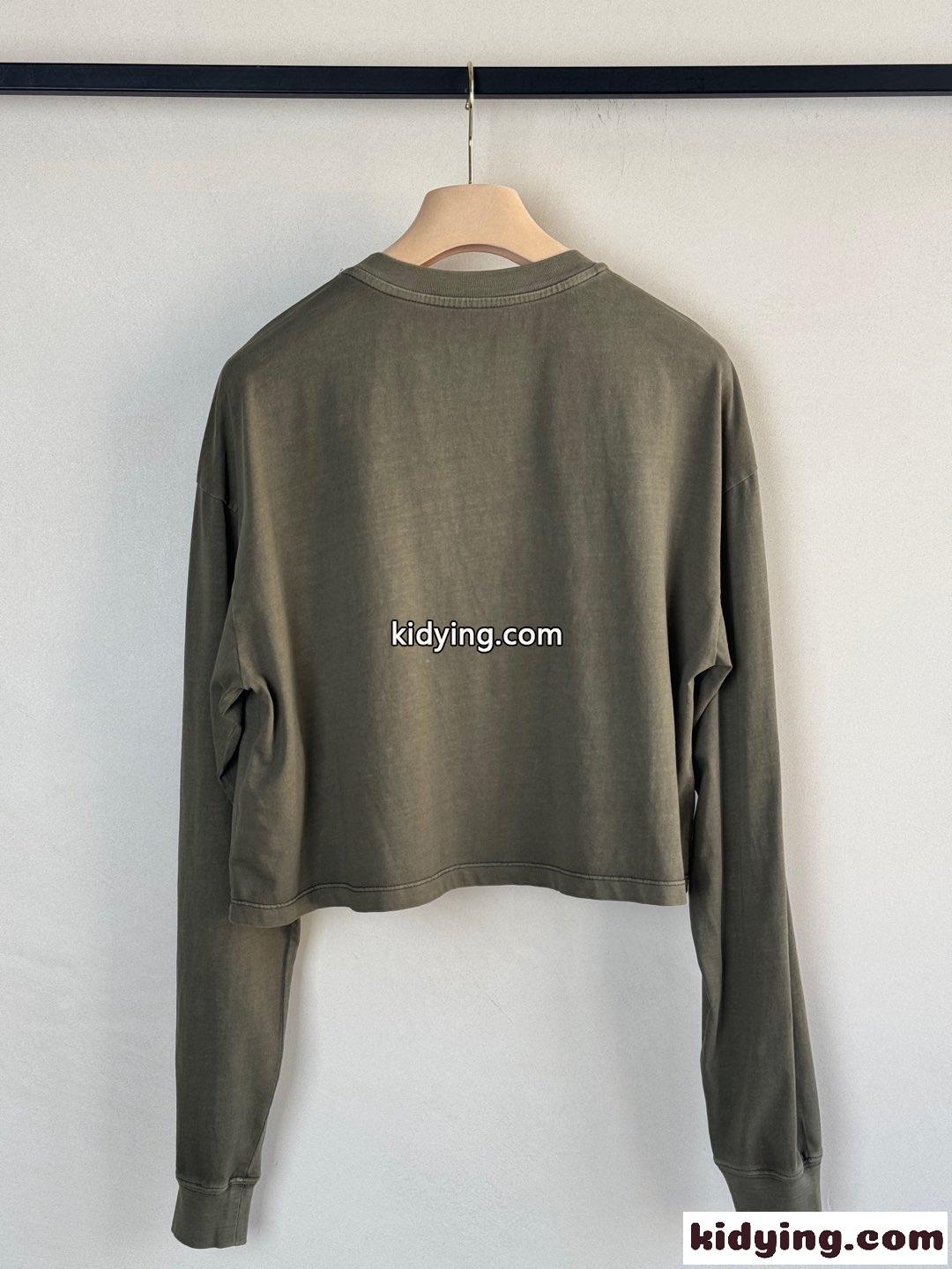 カジュアル コットンショート丈 長袖Tシャツ ミュウミュウ Tシャツ コピー グリーン-2