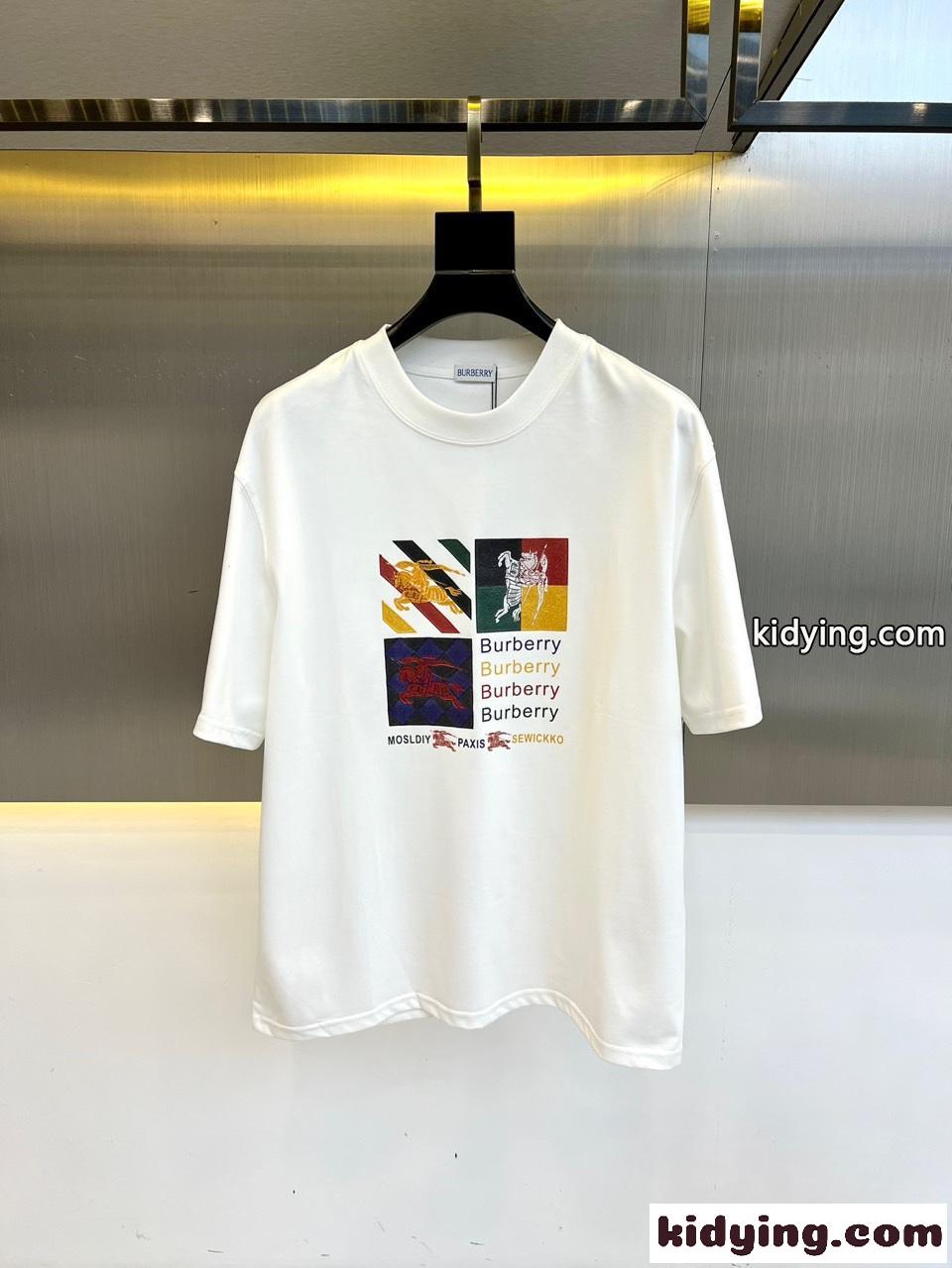 おしゃれ ロゴ入り 半袖Tシャツ バーバリー Tシャツ 偽物 クルーネック ホワイト-0