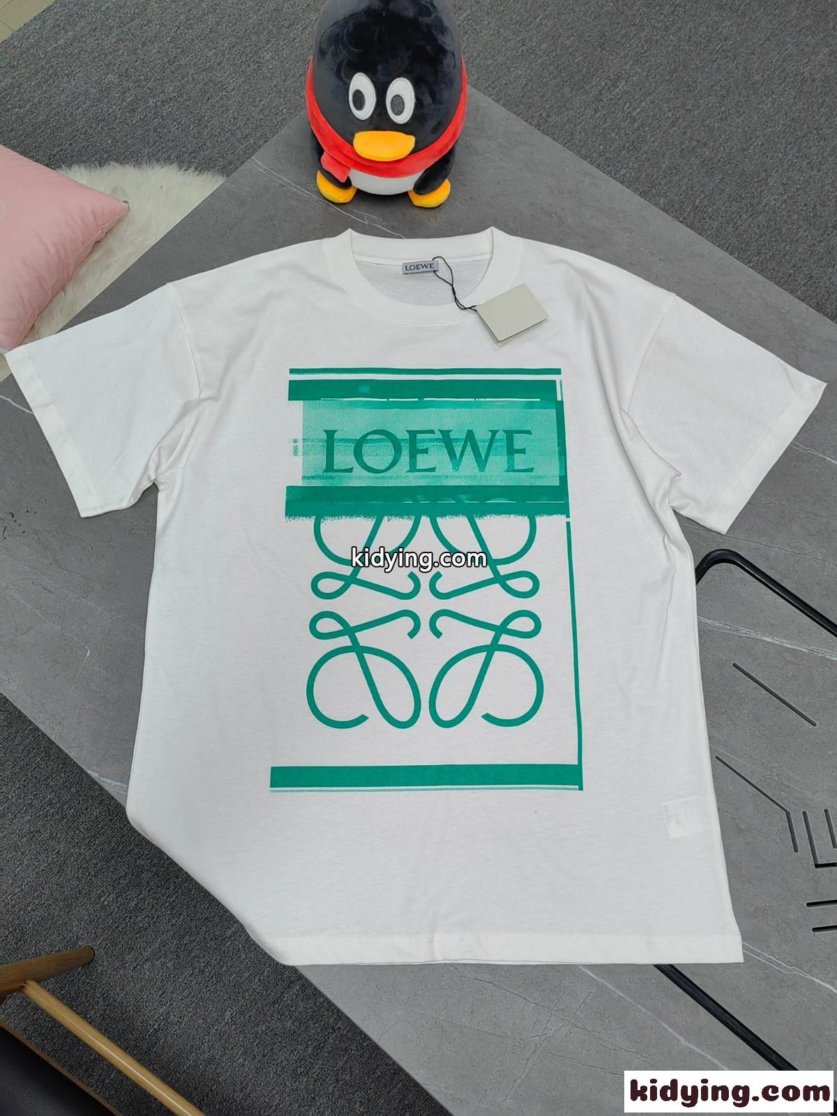 おしゃれ 人気 コットン ロゴ プリント ロエベ tシャツ コピー 半袖 クルーネック 半袖 コットン トップス-2
