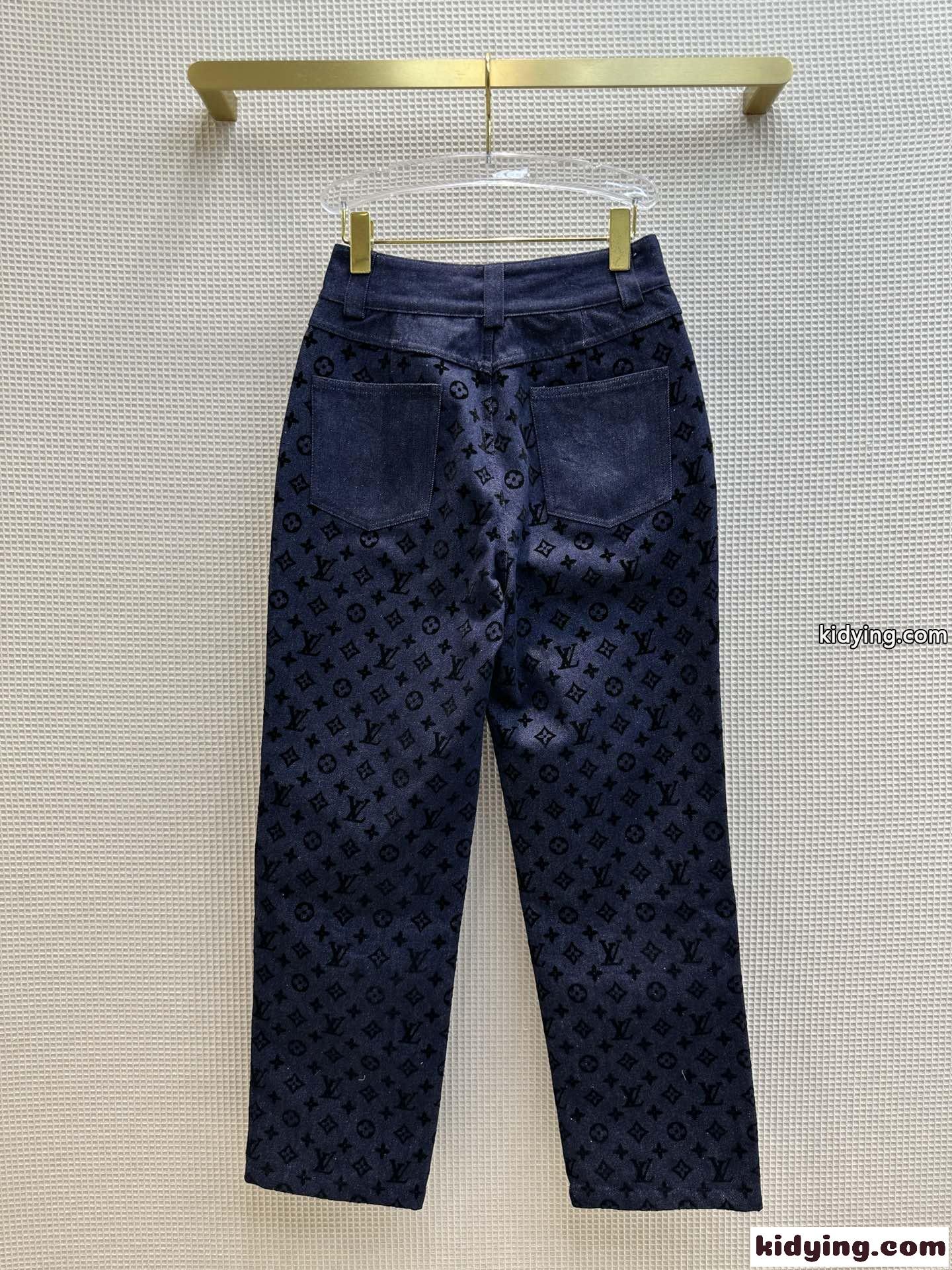 ルイヴィトン フロックドモノグラムデニムジーンズ コピー デニムパンツ-4