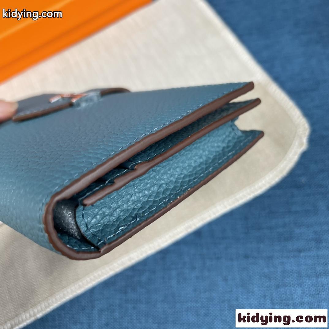 エルメス 財布 コピー シンプル 上品 レディース 長財布 無地 収納力バツグン ウォレット ブルー-1