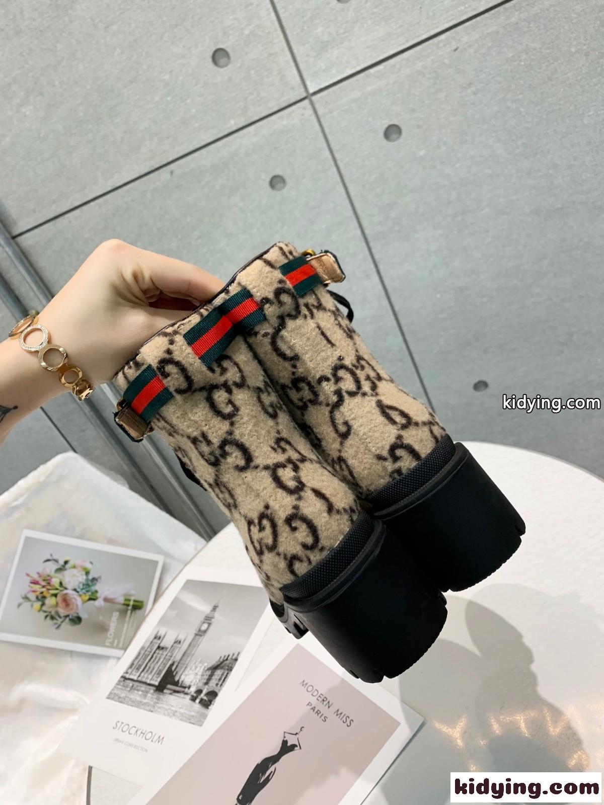 秋冬 人気 GGパターン グッチ ブーツ コピー レディース アンクルブーツ-3
