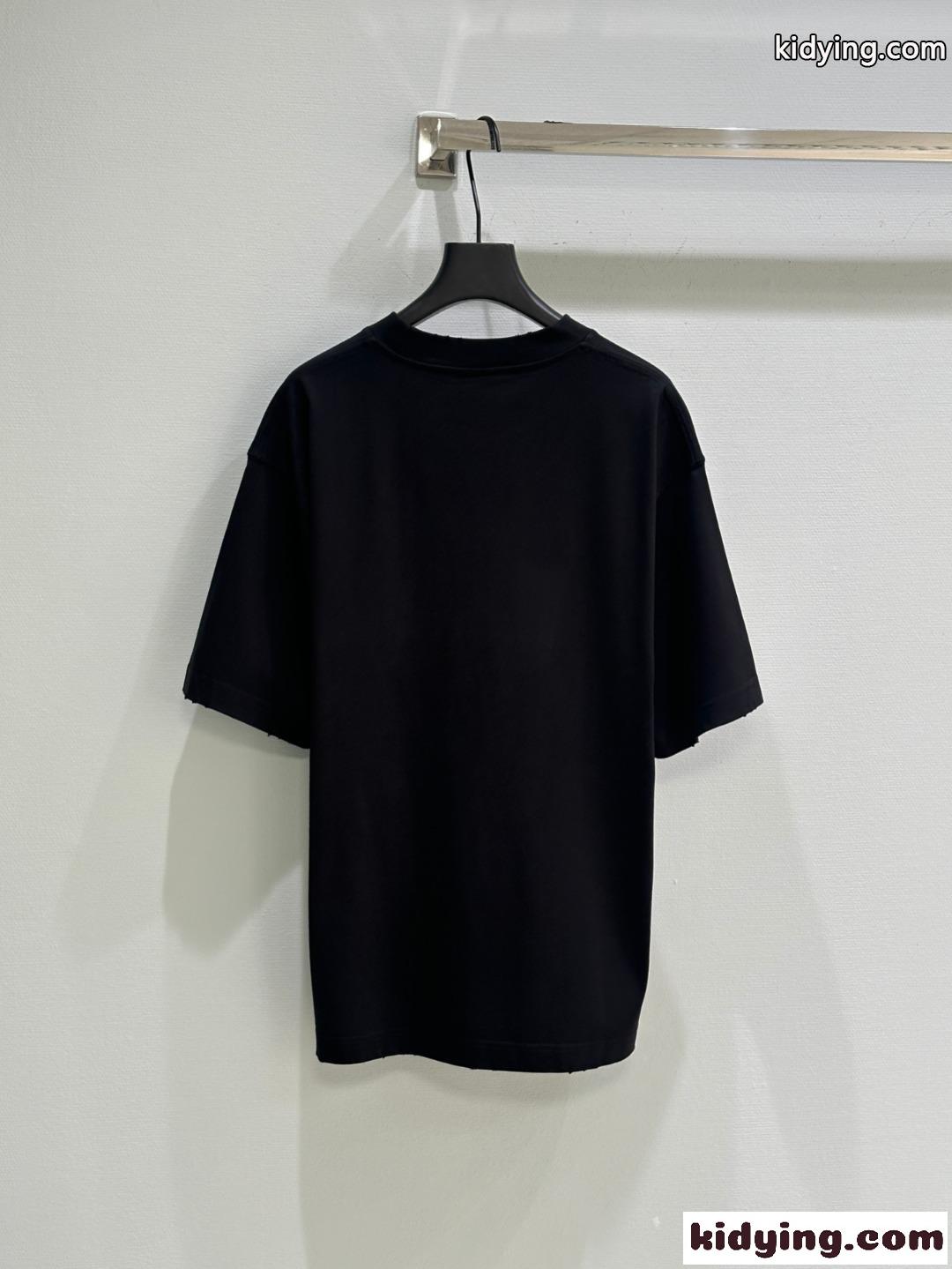 カジュアル ロゴ 半袖Tシャツ バレンシアガ Tシャツ コピーユニセックス ブラック-3