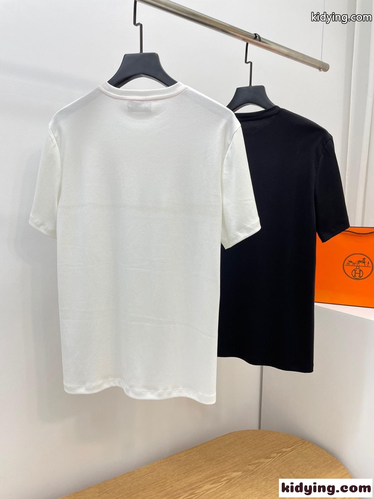 カジュアル プリント エルメス 半袖tシャツ コピー 夏 定番 着回し コットン 柔らかい 快適 トップス-1
