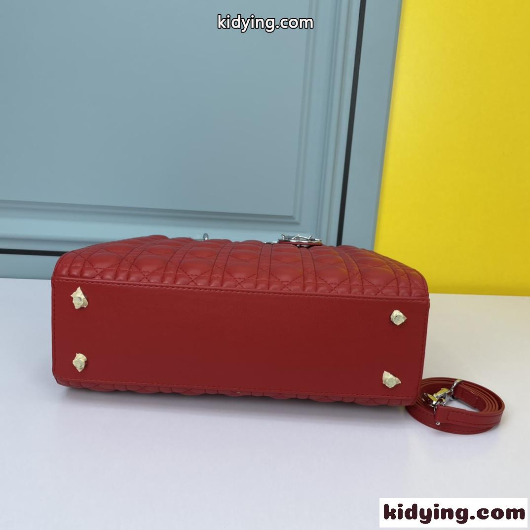 LADY DIOR ラージバッグ クリスチャン・ディオール スーパーコピー ラムスキン レッド-0