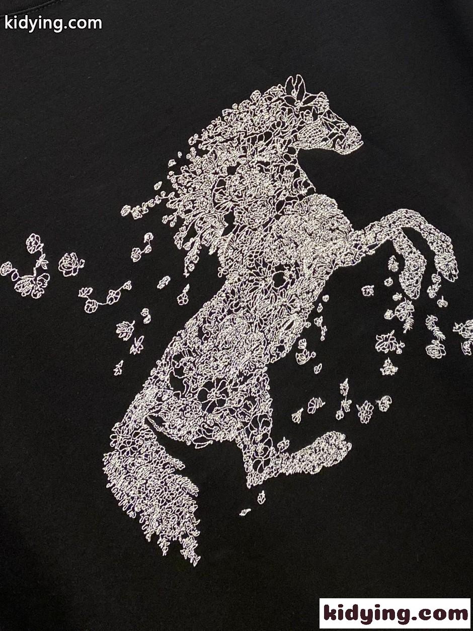 ホースモチーフ クルーネック 半袖Tシャツ エルメス Tシャツ 偽物 ブラック-4