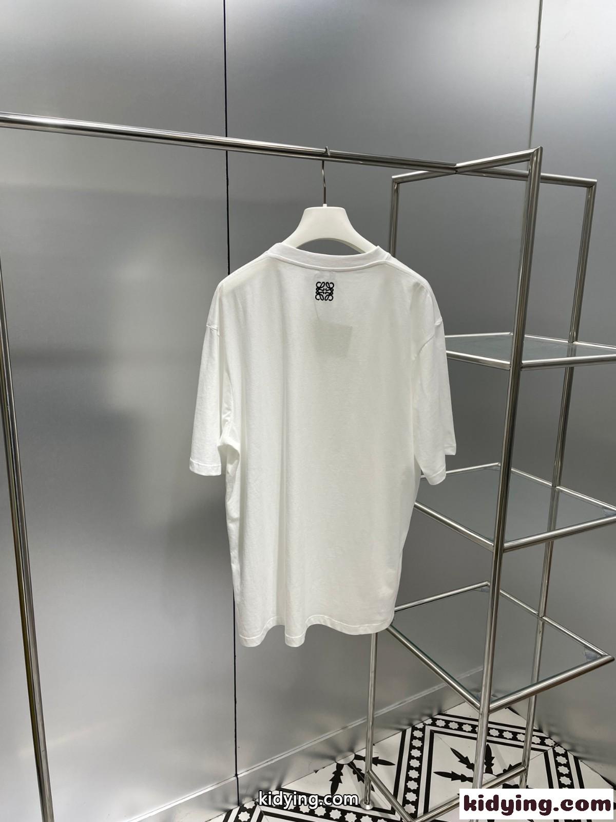 体型カバー ユニセックス おしゃれ ゆったり コットン 春夏 新作 ロエベ tシャツ コピー カジュアル クルーネック-2
