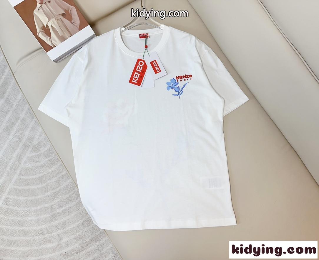 KENZO DRAWN FLOWERS 半袖Tシャツ ケンゾー Tシャツ コピー ホワイト-1