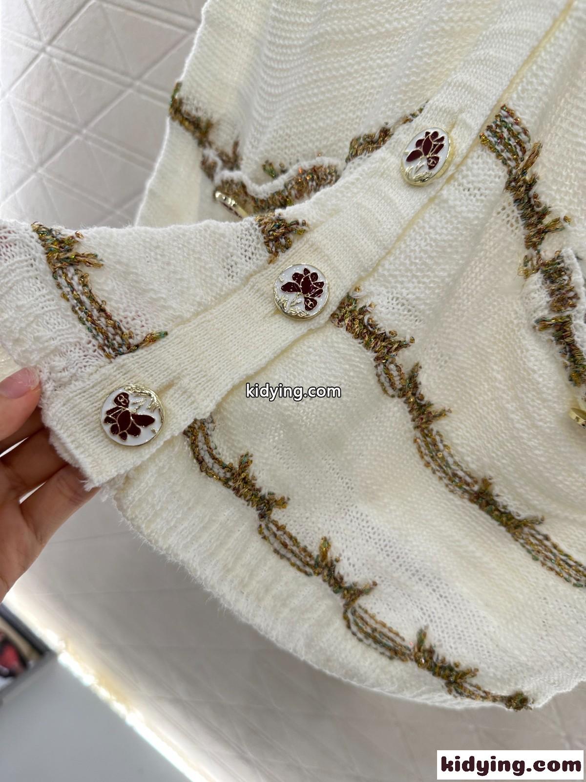 洗練された Vネック カーディガン シャネル ニット コピー ゆったり ホワイト-3