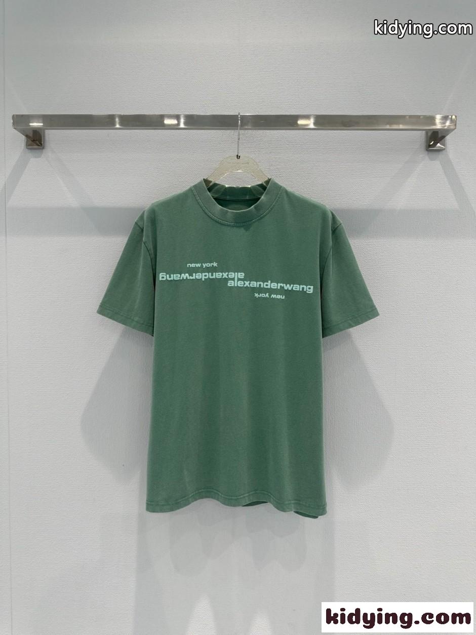 ユニセックス ロゴ入り 半袖Tシャツ アレキサンダーワング Tシャツ コピー グリーン-0