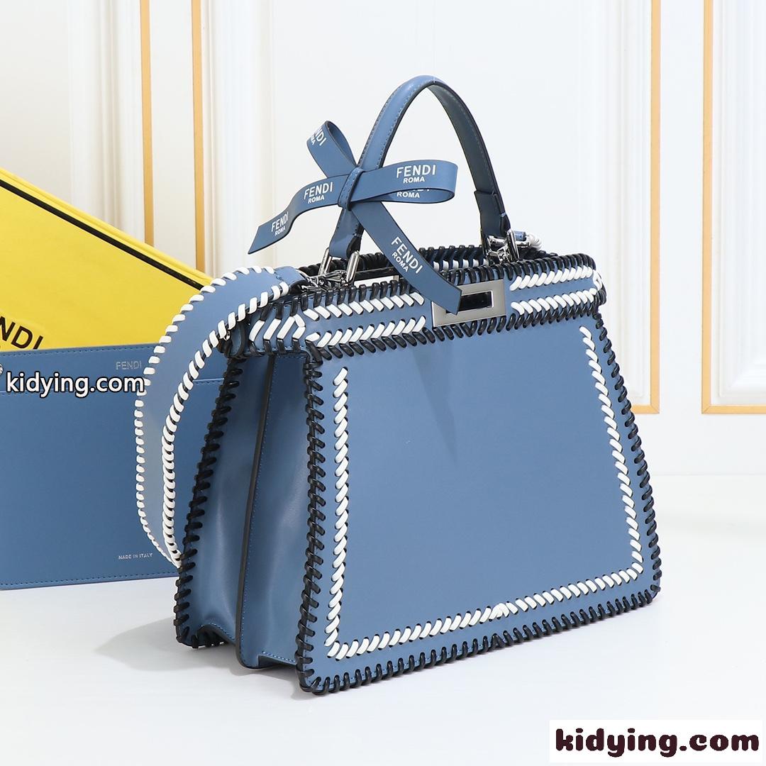 フェンディ ピーカブー ISeeU ミディアム ハンドバッグ コピー 人気 おしゃれ ブルー-2
