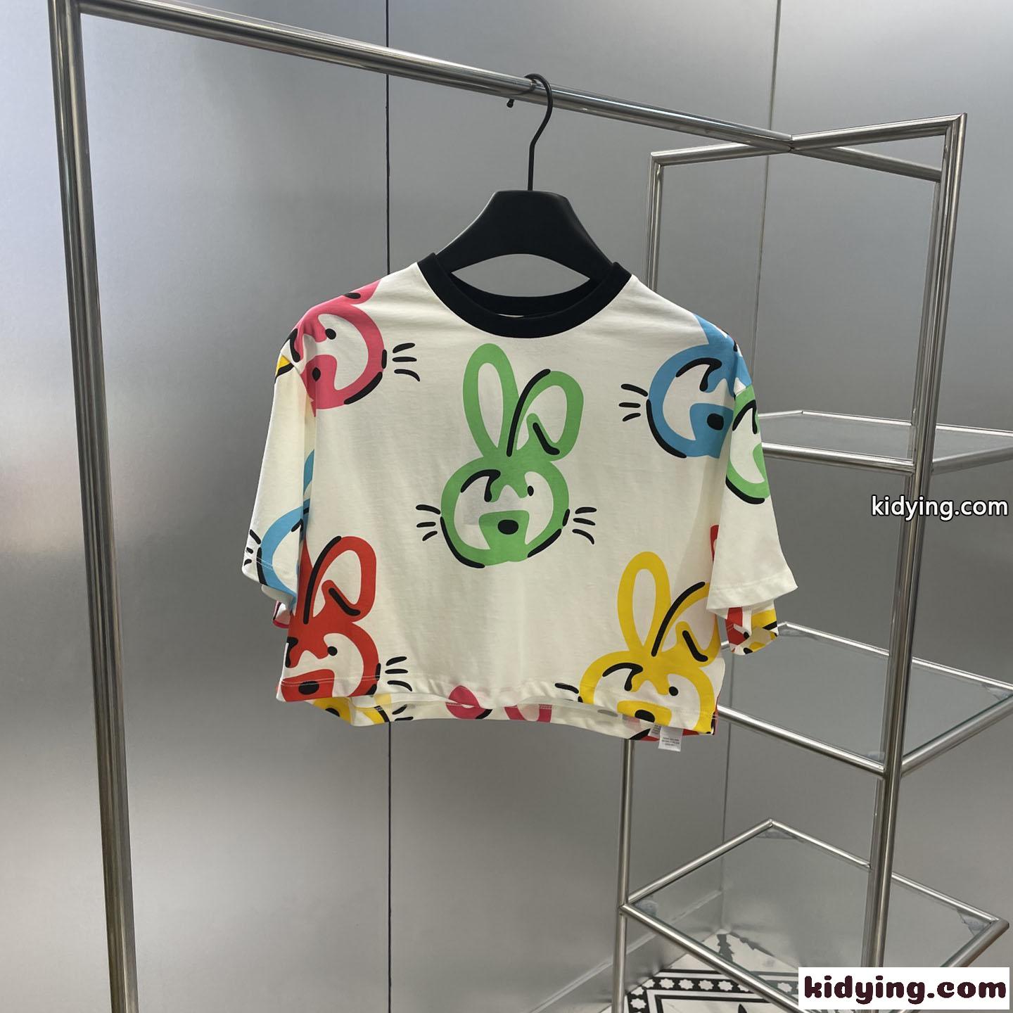 バニー プリント コットンジャージー クロップドTシャツ グッチ Tシャツ コピー 半袖-0