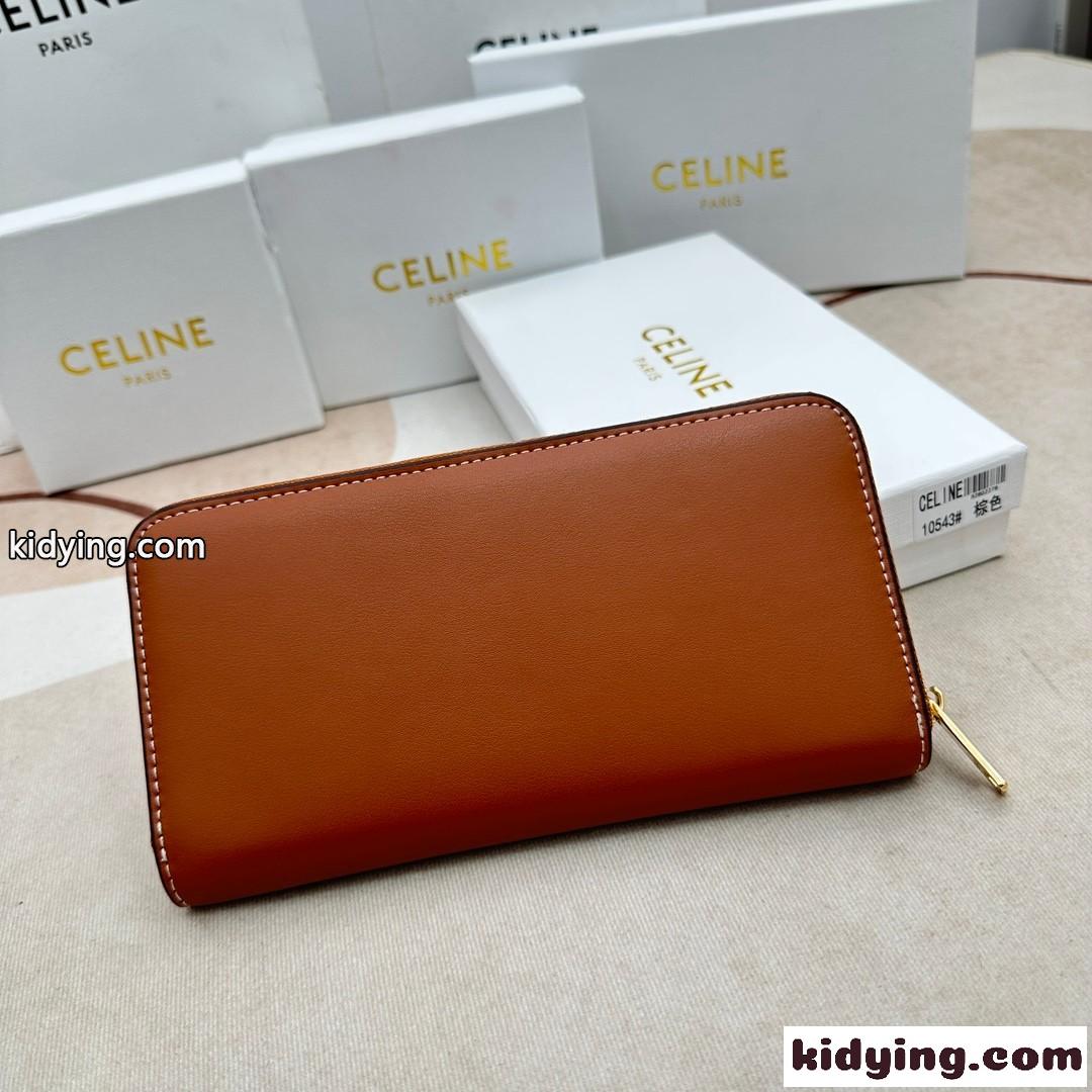 人気 トリオンフ ジップウォレット セリーヌ 財布 コピー レディース 長財布 ブラウン-1