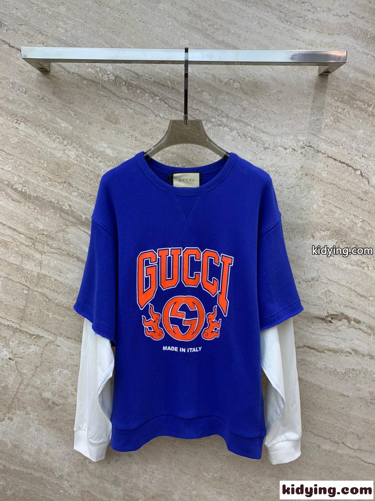 お洒落 カジュアル クルーネック ロゴ 長袖Tシャツ グッチ Tシャツ コピー-2