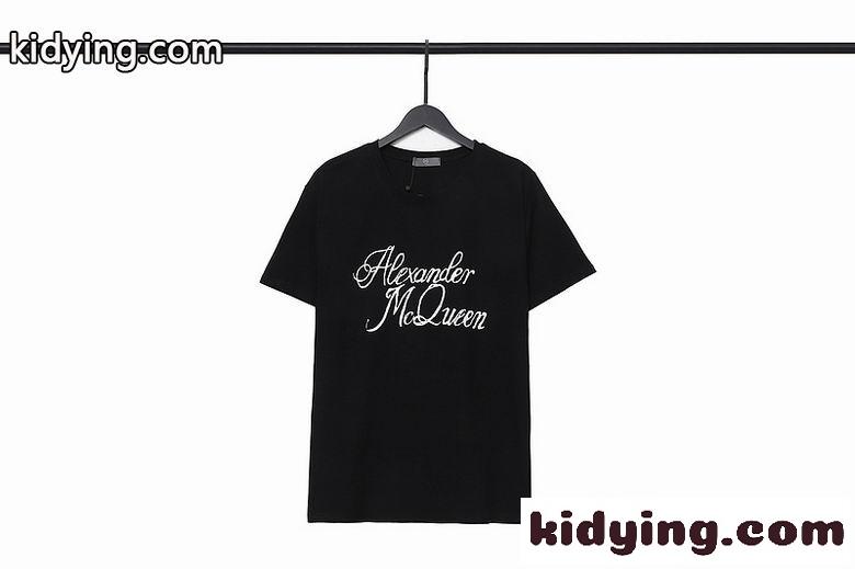 シンプル ロゴ おしゃれ クルーネック アレキサンダー・マックイーン  半袖Tシャツ コピー 快適 カジュアル ホワイト ブラック-1