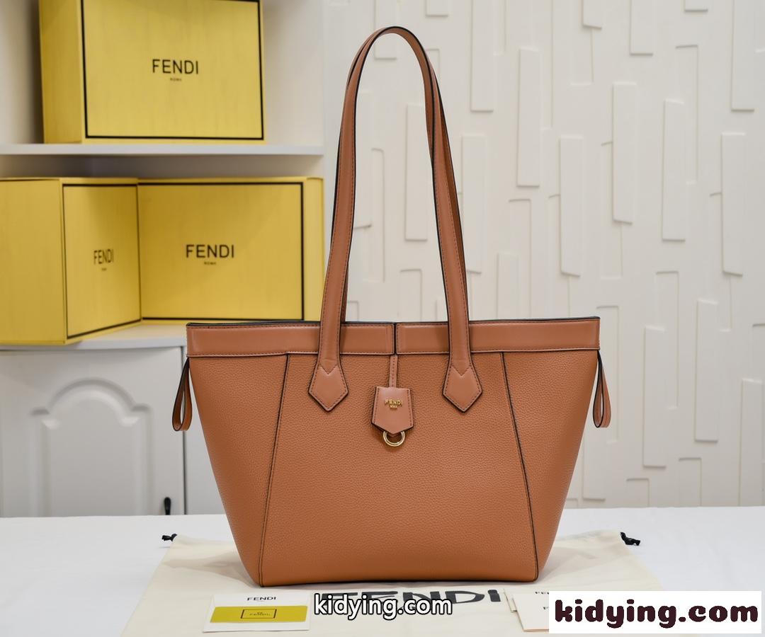 フェンディ バッグ コピー Fendi Origami ミディアム 変形バッグ ブラウンレザー-0