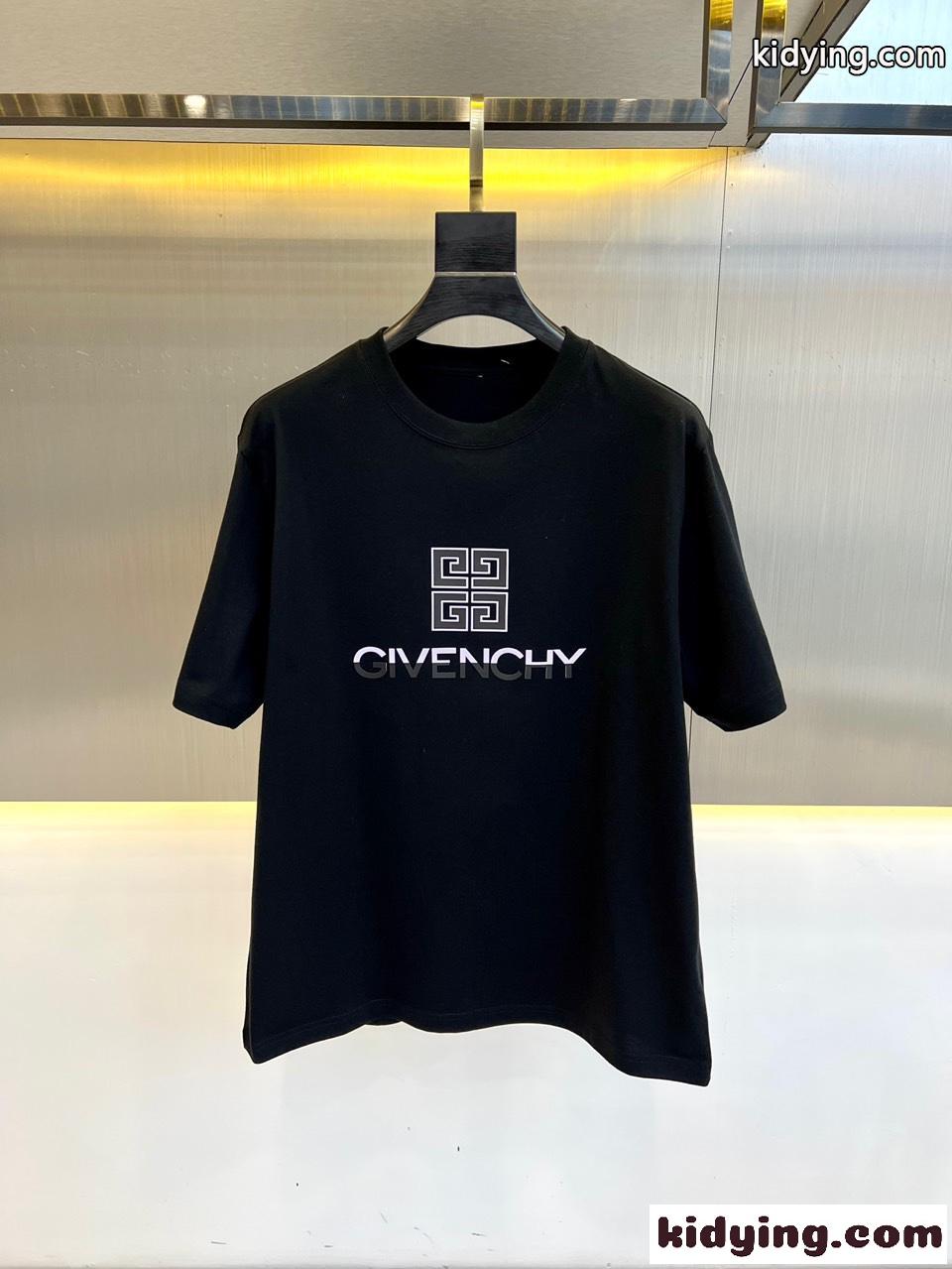 ベーシック ジバンシィ Tシャツ 偽物 ロゴ クルーネック コットン 半袖Tシャツ ブラック-0
