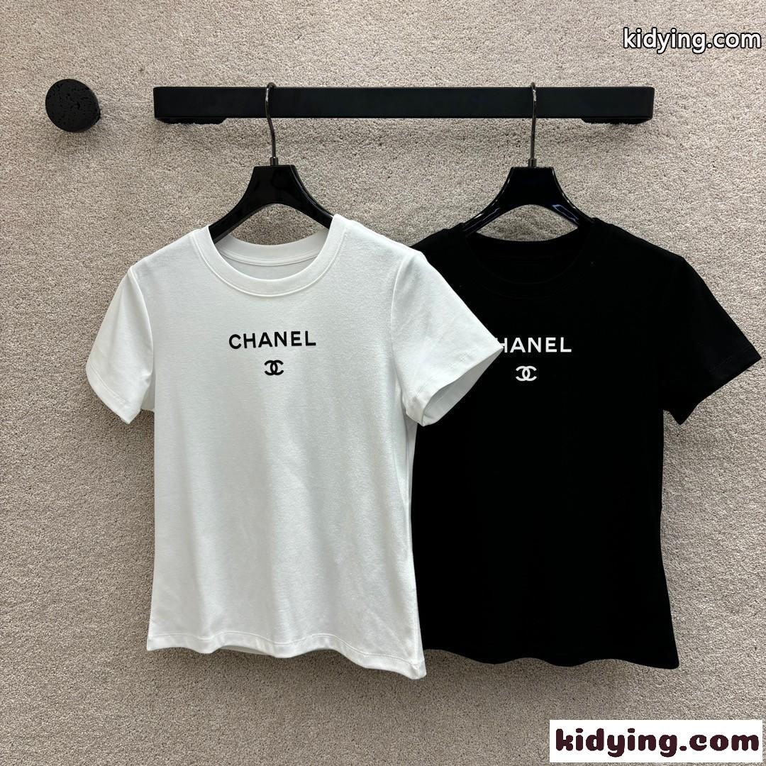 シンプル ロゴ クルーネック シャネル Tシャツ コピー 半袖Tシャツ 合わせやすい-2