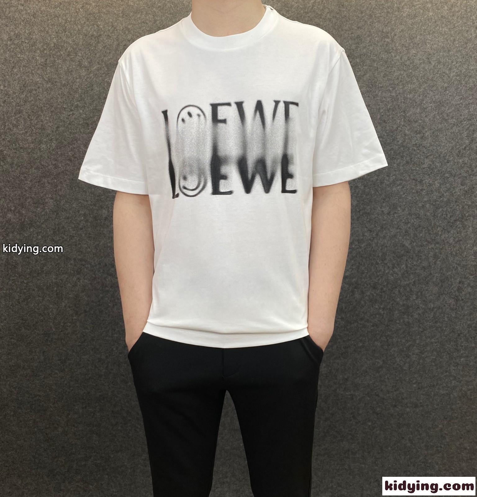 おしゃれ クルーネック 定番 目を引く ロエベ tシャツ コピー メンズ 半袖 春夏 トップス カジュアル ホワイト ブラック-2