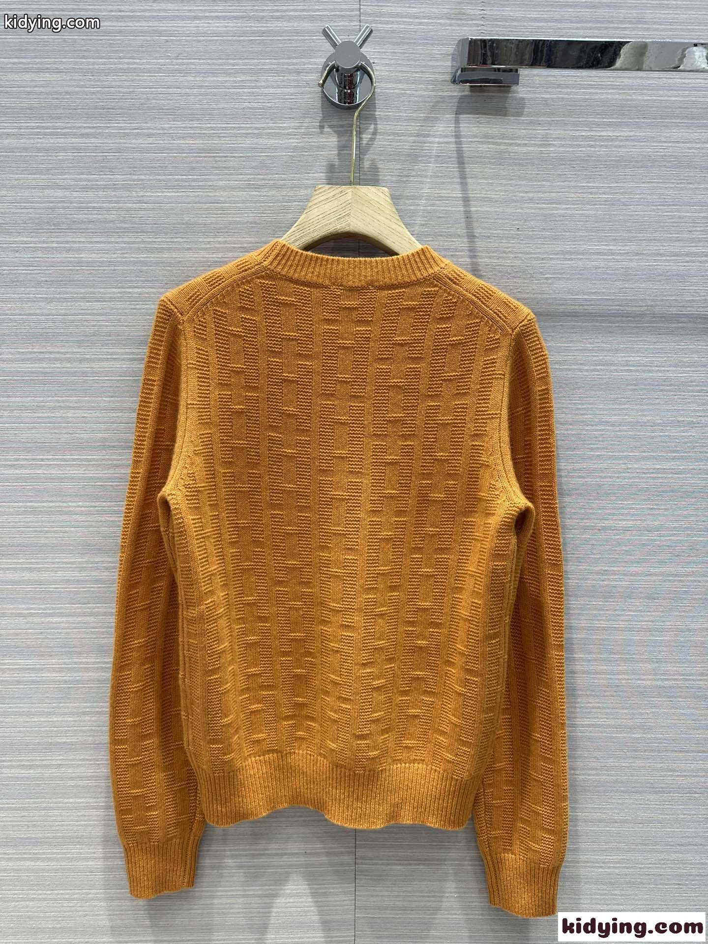 シンプル クルーネック カシミヤ ニット エルメス セーター コピー ブラウン-4