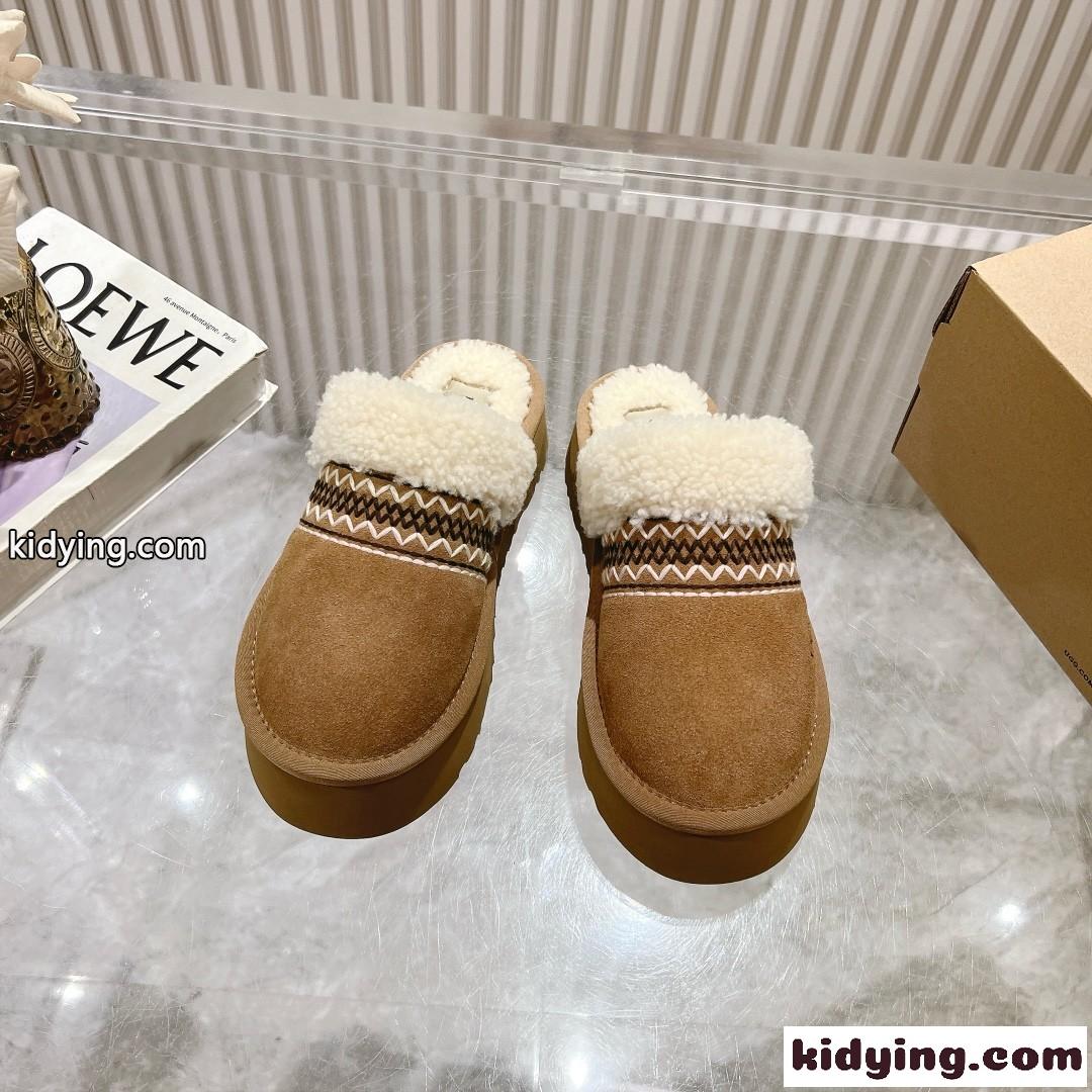 秋冬 カジュアル スエード ムートン スリッパ アグ サンダル スーパーコピー UGG ブラウン-2