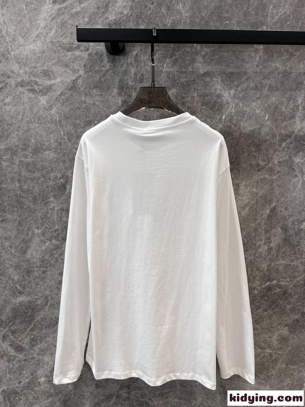 GUCCI プリント コットン 長袖Tシャツ グッチ Tシャツ コピー クルーネック-1