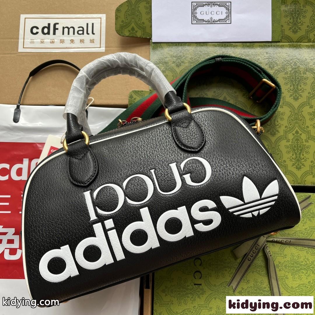 Gucci×adidas コラボ ロゴ ボストンバッグ グッチ バッグ コピー 人気 おしゃれ ブラック-0